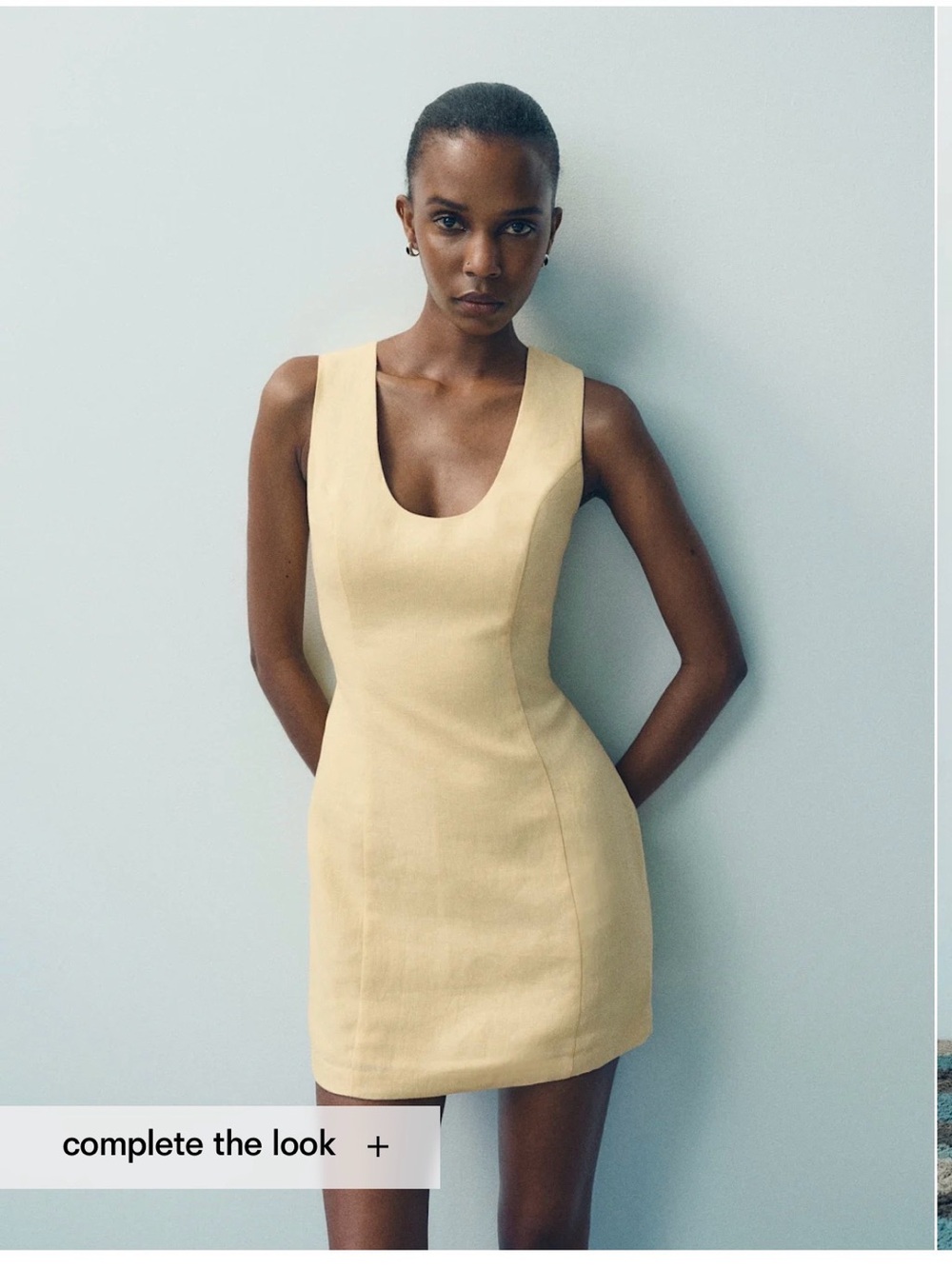 NWT Reformation Ara Linen Light Yellow Linen Scoop-Neck dress size 6